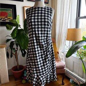 Ralph Lauren Black and White Gingham Midi Dress